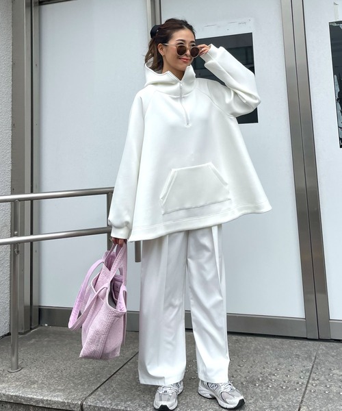 CHERI since1985(シェリ)の「ボンディングテントシルエットハーフジップフーディー(パーカー・レディース・ブラック/ホワイト・FREE)」の9枚目の写真