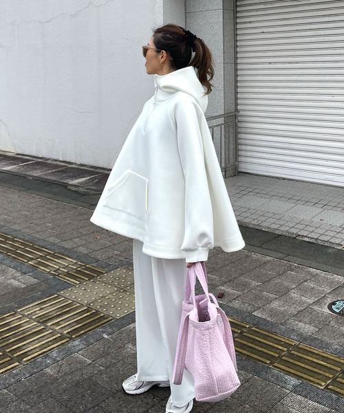 CHERI since1985(シェリ)の「ボンディングテントシルエットハーフジップフーディー(パーカー・レディース・ブラック/ホワイト・FREE)」の10枚目の写真