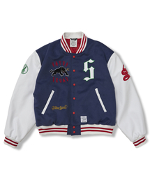 STIGMA（スティグマ）の「Classic Oversized Varsity Jacket Navy（スタジャン）」