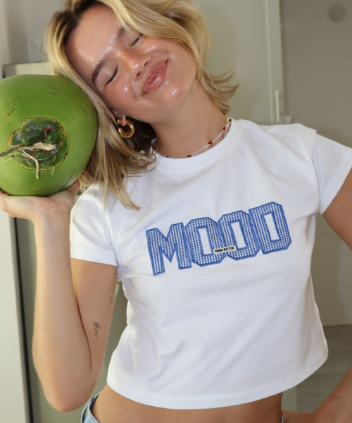 MOODBETTER（ムード ベター）の「GINGHAM APPLIQUE CROP T SHIRTS WHITE（Tシャツ/カットソー・レディース・その他・FREE）」の2枚目の写真