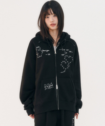 ambler（エムブラー）の「エモジ刺繍ジップアップフードジャケット AZIP803 (ブラック)（パーカー）」