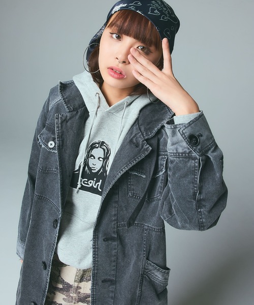 X-girl(エックスガール)の「FADED STAND COLLAR LONG COAT(トレンチコート・レディース・ブラック/ベージュ・S/M)」の10枚目の写真