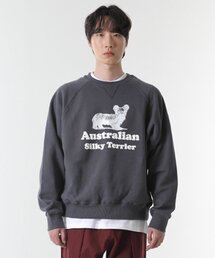 CODE I'M(�R�[�h�A�C�G��)��Silky terrier print Nagrang overfit man to man charcoal(�X�E�F�b�g)