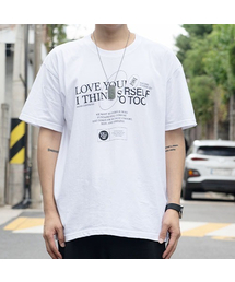 オーバーサイズハーフTシャツホワイトレタリング