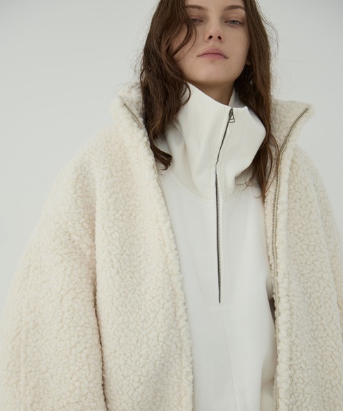 CLANE(クラネ)の「【CLANE/クラネ】BALLOON BOA BLOUSON/バルーンボアブルゾン(ブルゾン・レディース・アイボリー/ブラウン/グレー・2/1)」の2枚目の写真