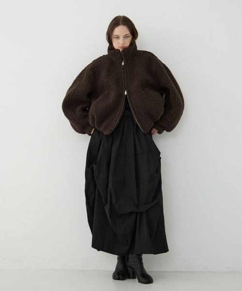 CLANE(クラネ)の「【CLANE/クラネ】BALLOON BOA BLOUSON/バルーンボアブルゾン(ブルゾン・レディース・アイボリー/ブラウン/グレー・2/1)」の13枚目の写真