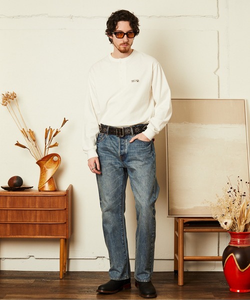 schott（ショット）の「Schott/ショット/SHAKEHAND HENLEY LS T-SHIRT/シェイクハンド ヘンリーロンT（Tシャツ/カットソー・メンズ・グレー/ホワイト/ベージュ・M/L/XL/2XL）」の10枚目の写真