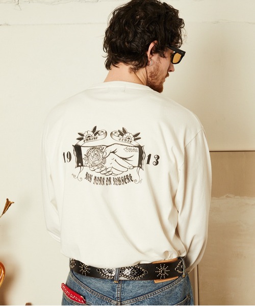 schott（ショット）の「Schott/ショット/SHAKEHAND HENLEY LS T-SHIRT/シェイクハンド ヘンリーロンT（Tシャツ/カットソー・メンズ・グレー/ホワイト/ベージュ・M/L/XL/2XL）」の7枚目の写真