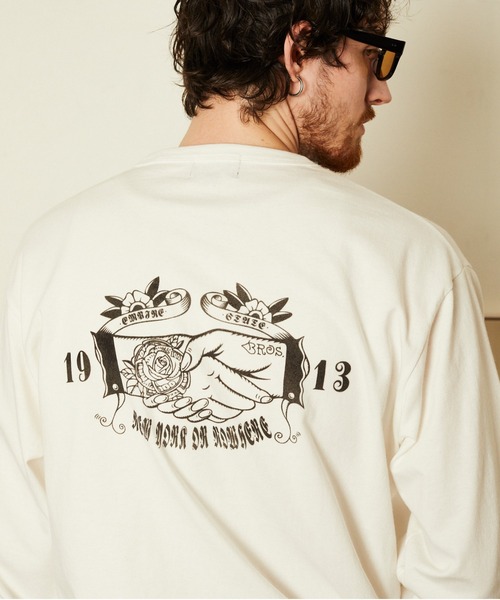 schott（ショット）の「Schott/ショット/SHAKEHAND HENLEY LS T-SHIRT/シェイクハンド ヘンリーロンT（Tシャツ/カットソー・メンズ・グレー/ホワイト/ベージュ・M/L/XL/2XL）」の6枚目の写真