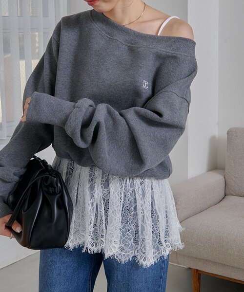 CAPRICIEUX LE'MAGE（カプリシューレマージュ）の「レースキャミ（キャミソール・レディース・ホワイト/ブラック・FREE）」の3枚目の写真