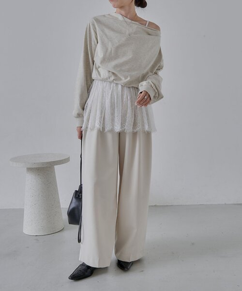 CAPRICIEUX LE'MAGE（カプリシューレマージュ）の「【トレンド感あるレイヤードコーデに！調整可能◎】レースキャミ（キャミソール・レディース・ホワイト・FREE）」の13枚目の写真