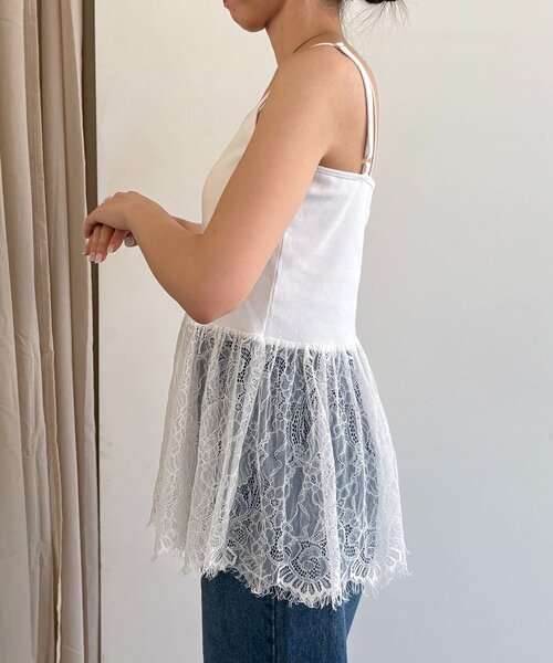 CAPRICIEUX LE'MAGE（カプリシューレマージュ）の「【トレンド感あるレイヤードコーデに！調整可能◎】レースキャミ（キャミソール・レディース・ホワイト・FREE）」の8枚目の写真
