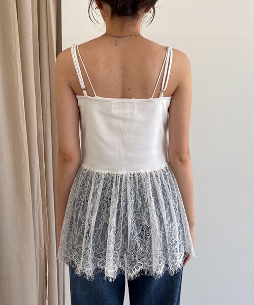 CAPRICIEUX LE'MAGE（カプリシューレマージュ）の「【トレンド感あるレイヤードコーデに！調整可能◎】レースキャミ（キャミソール・レディース・ホワイト・FREE）」の9枚目の写真