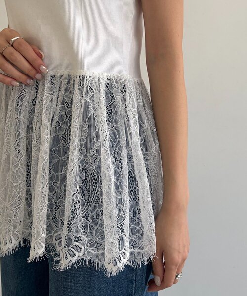 CAPRICIEUX LE'MAGE（カプリシューレマージュ）の「【トレンド感あるレイヤードコーデに！調整可能◎】レースキャミ（キャミソール・レディース・ホワイト・FREE）」の11枚目の写真