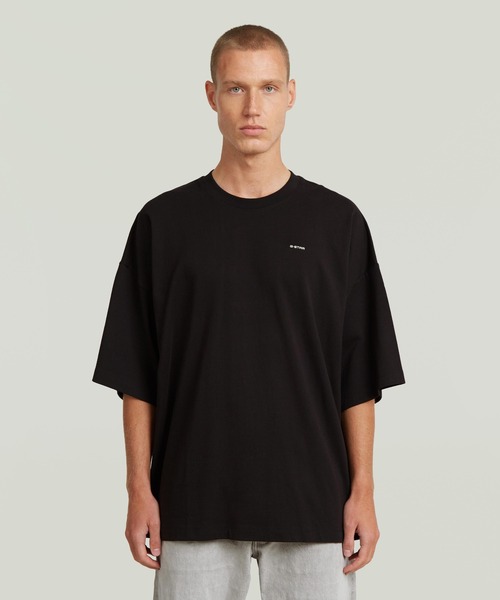 G-STAR（ジースター）の「Heavy Jersey Oversized T-Shirt/ヘビージャージーオーバーサイズルーズTシャツ（Tシャツ/カットソー・メンズ・ダークブラック/ホワイト・MEDIUM/SMALL/X-SMALL/X-LARGE/LARGE）」の2枚目の写真