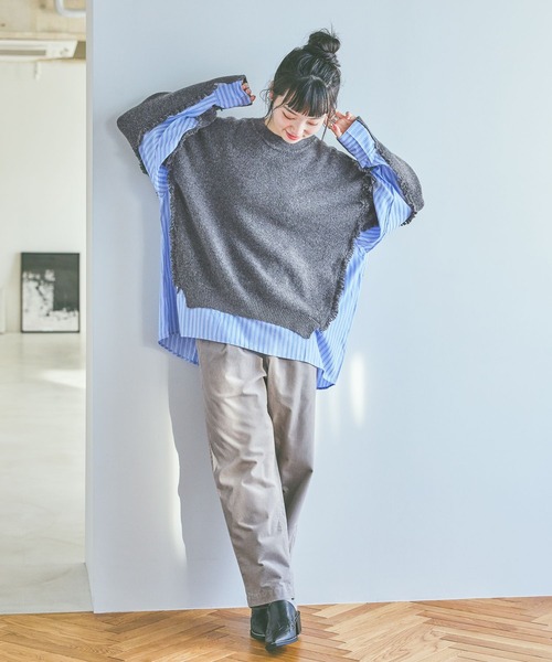 niko and...（ニコアンド）の「ストライプドッキングニット（ニット/セーター・レディース・ネイビー/アイボリー/グレー・FREE）」の15枚目の写真