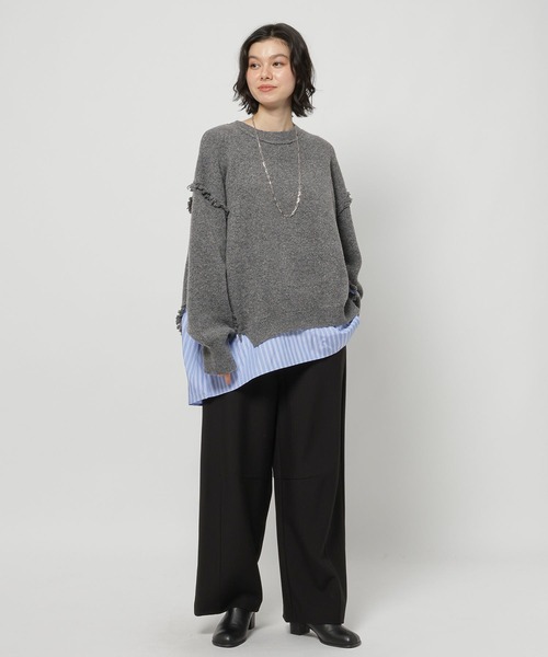 niko and...（ニコアンド）の「ストライプドッキングニット（ニット/セーター・レディース・ネイビー/アイボリー/グレー・FREE）」の21枚目の写真