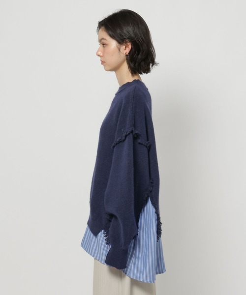 niko and...（ニコアンド）の「ストライプドッキングニット（ニット/セーター・レディース・ネイビー/アイボリー/グレー・FREE）」の6枚目の写真