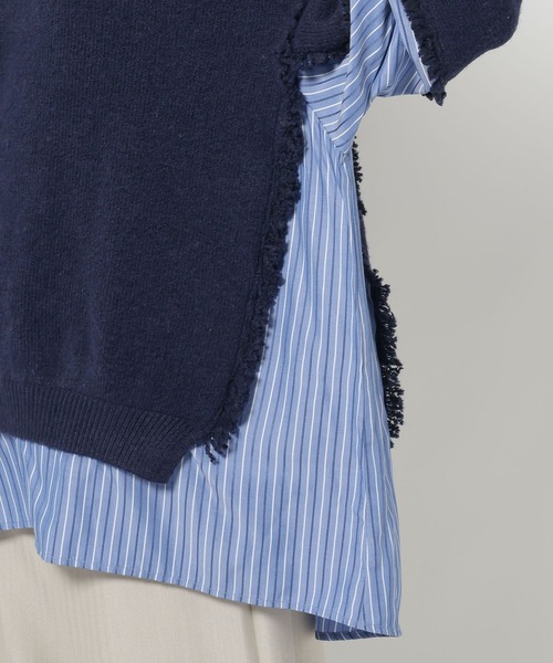 niko and...（ニコアンド）の「ストライプドッキングニット（ニット/セーター・レディース・ネイビー/アイボリー/グレー・FREE）」の11枚目の写真