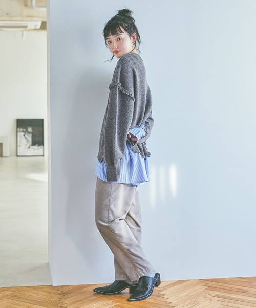 niko and...（ニコアンド）の「ストライプドッキングニット（ニット/セーター・レディース・ネイビー/アイボリー/グレー・FREE）」の16枚目の写真