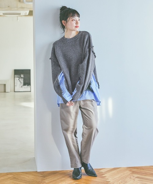 niko and...（ニコアンド）の「ストライプドッキングニット（ニット/セーター・レディース・ネイビー/アイボリー/グレー・FREE）」の17枚目の写真