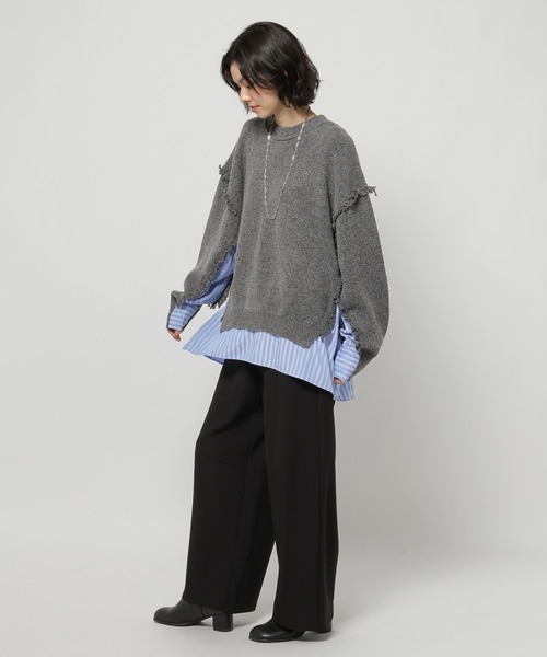 niko and...（ニコアンド）の「ストライプドッキングニット（ニット/セーター・レディース・ネイビー/アイボリー/グレー・FREE）」の22枚目の写真