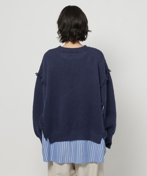 niko and...（ニコアンド）の「ストライプドッキングニット（ニット/セーター・レディース・ネイビー/アイボリー/グレー・FREE）」の7枚目の写真