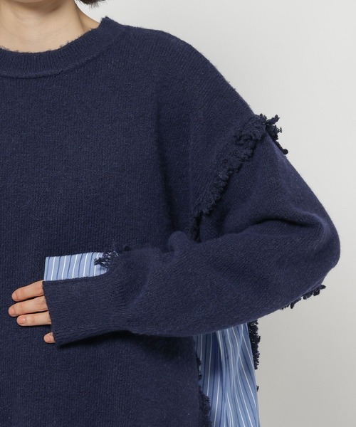 niko and...（ニコアンド）の「ストライプドッキングニット（ニット/セーター・レディース・ネイビー/アイボリー/グレー・FREE）」の10枚目の写真
