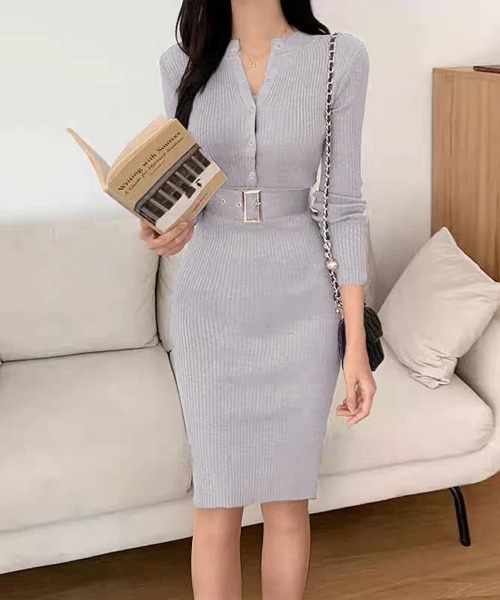 Miniministore(ミニミニストア)の「リブニットタイトワンピースウエストベルト(ワンピース・レディース・ベージュ/ブラック/グレー/ネイビー・FREE)」の20枚目の写真