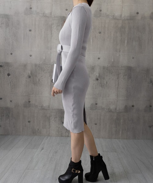 Miniministore(ミニミニストア)の「リブニットタイトワンピースウエストベルト(ワンピース・レディース・ベージュ/ブラック/グレー/ネイビー・FREE)」の13枚目の写真