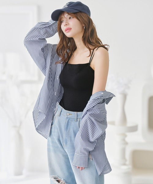 YU'NOW(ユナウ)の「【丈が選べる/ストラップ調整可◎】【クッション性のあるカップで安定感抜群◎】ふわましゅブラキャミ【バッククロスデザインがかわいい♪】(キャミソール・レディース・アイボリー/ブラック系その他/ブラック/アイボリー系・LL/L/M/S)」の19枚目の写真