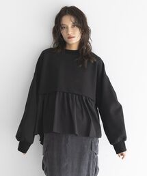 異素材MIXモックネックプルオーバー