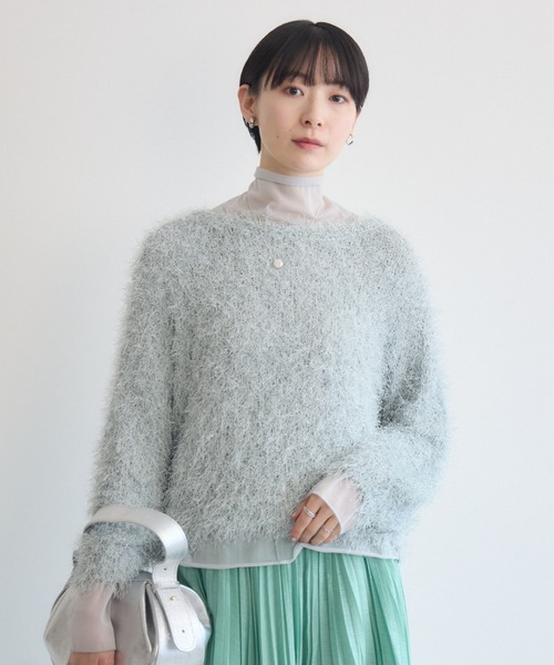 Paradise Picnic(パラダイスピクニック)の「ラメフリンジ長袖プルオーバー(ニット/セーター・レディース・ライトグレー/アイボリー/ブラック・FREE)」の13枚目の写真