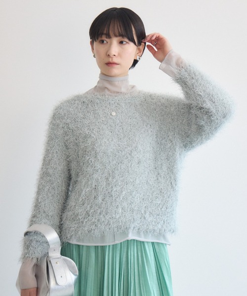 Paradise Picnic(パラダイスピクニック)の「ラメフリンジ長袖プルオーバー(ニット/セーター・レディース・ライトグレー/アイボリー/ブラック・FREE)」の14枚目の写真