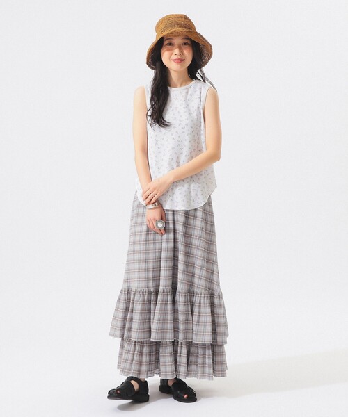 BEAMS BOY（ビームスボーイ）の「フラワー サーマル ノースリーブ（タンクトップ・レディース・ネイビー/オフホワイト・ONE SIZE）」の3枚目の写真