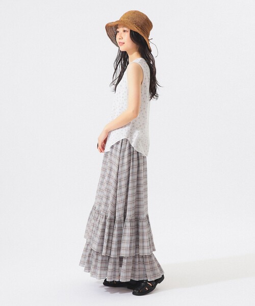 BEAMS BOY（ビームスボーイ）の「フラワー サーマル ノースリーブ（タンクトップ・レディース・ネイビー/オフホワイト・ONE SIZE）」の4枚目の写真