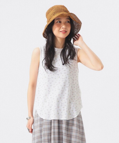 BEAMS BOY（ビームスボーイ）の「フラワー サーマル ノースリーブ（タンクトップ・レディース・ネイビー/オフホワイト・ONE SIZE）」の6枚目の写真