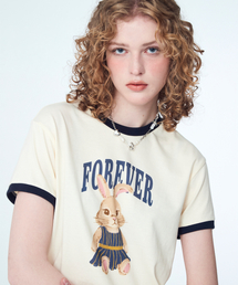 フォーエバー ニ CROP リンガーTシャツクリーム