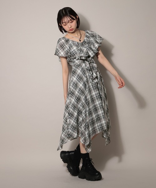 PAGEBOY（ページボーイ）の「シアーチェックマルチWAYワンピース【マルチWAY着用可能】（ワンピース・レディース・ブルー/ブラック・FREE）」の11枚目の写真