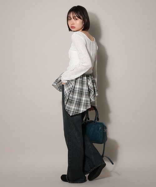 PAGEBOY（ページボーイ）の「シアーチェックマルチWAYワンピース【マルチWAY着用可能】（ワンピース・レディース・ブルー/ブラック・FREE）」の21枚目の写真