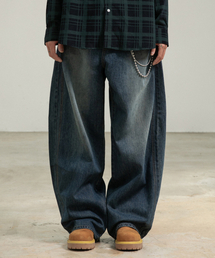 BURNING CAPONE（バーニングカポネ）の「BC カーブドワイドデニムパンツ (ダークブルー)（デニムパンツ）」