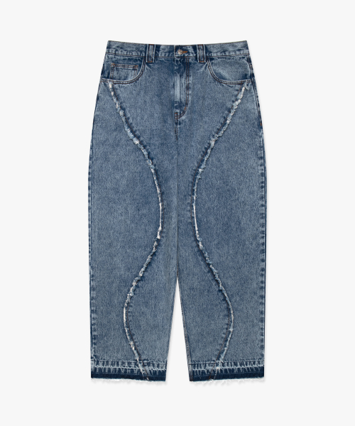 LMCの「CURVED RAW EDGE DENIM WIDE JEAN blue（デニムパンツ・レディース・その他・S/M/L）」の4枚目の写真
