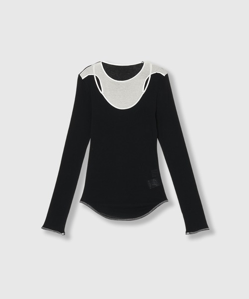 SHEER LAYERED RIB TOPS / シアー レイヤード リブ トップス（Tシャツ