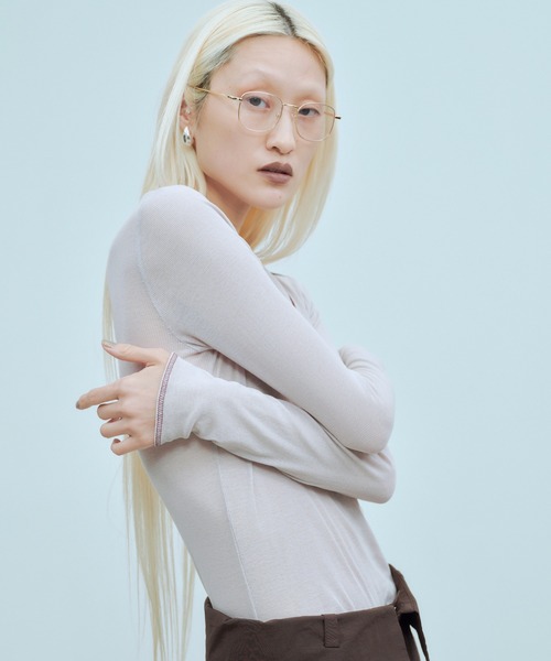 SHEER LAYERED RIB TOPS / シアー レイヤード リブ トップス（Tシャツ