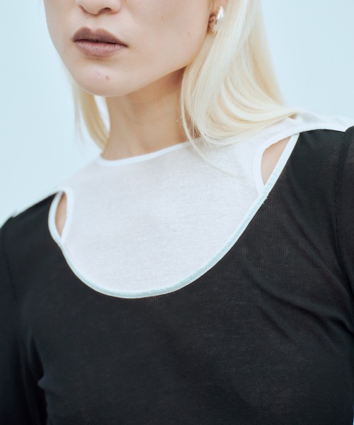 SHEER LAYERED RIB TOPS / シアー レイヤード リブ トップス（Tシャツ