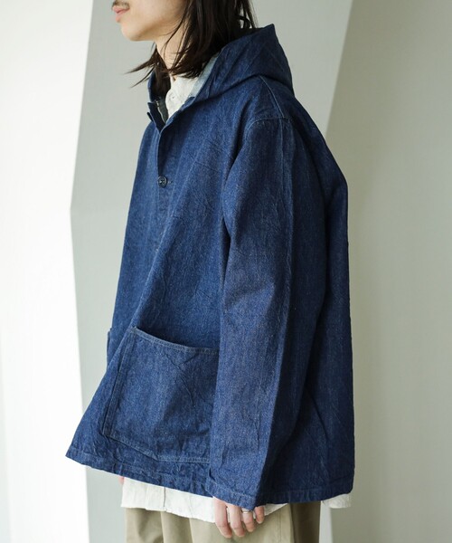 NECESSARY or UNNECESSARY（ネセサリーオアアンネセサリー）の「NECESSARY or UNNECESSARY / DENIM フード ジャケット（デニムジャケット・メンズ・インディゴブルー・MEDIUM/LARGE）」の9枚目の写真