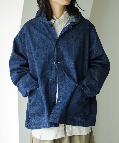 NECESSARY or UNNECESSARY（ネセサリーオアアンネセサリー）の「NECESSARY or UNNECESSARY / DENIM フード ジャケット（デニムジャケット・メンズ・インディゴブルー・MEDIUM/LARGE）」の12枚目の写真