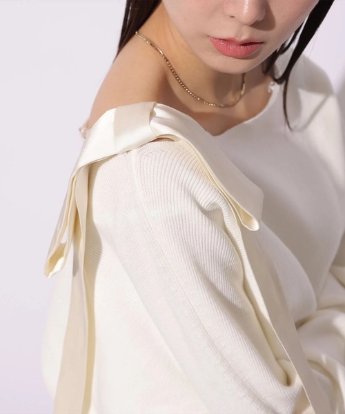 Mystrada(マイストラーダ)の「肩リボンニット(ニット/セーター・レディース・ホワイト系その他/ピンク/グレイッシュベージュ/イエロー/ホワイト・38)」の10枚目の写真