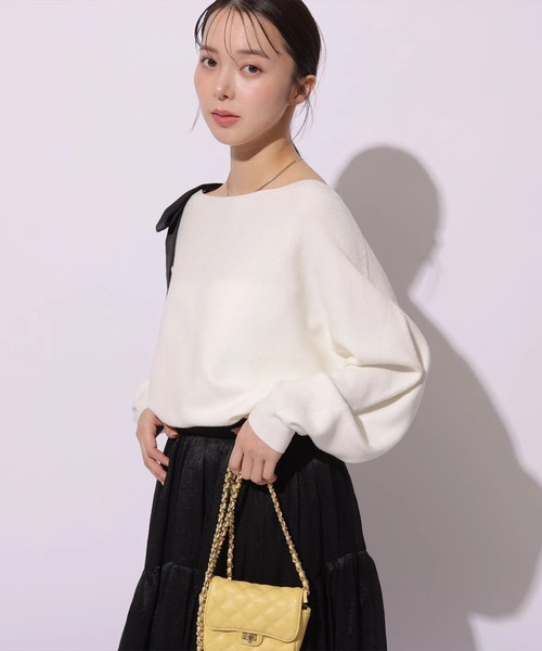 Mystrada(マイストラーダ)の「肩リボンニット(ニット/セーター・レディース・ホワイト系その他/ピンク/グレイッシュベージュ/イエロー/ホワイト・38)」の11枚目の写真