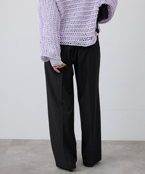 SLOBE IENA（スローブイエナ）の「《4サイズ展開》ベルテット2タックストレートパンツ（スラックス・レディース・ブラック/カーキ・34/36/38/40）」の7枚目の写真